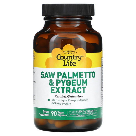 Country Life-Saw Palmetto & Pygeum Extract-90 Vegan Capsules