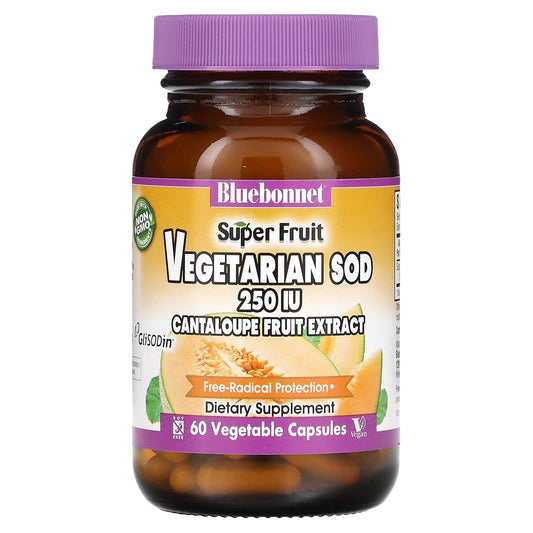 Bluebonnet Nutrition-Super Fruit-Vegetarian SOD-Cantaloupe Fruit Extract-250 IU-60 Vegetable Capsules