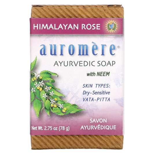 Auromere-Ayurvedic Bar Soap with Neem-Himalayan Rose-2.75 oz (78 g)