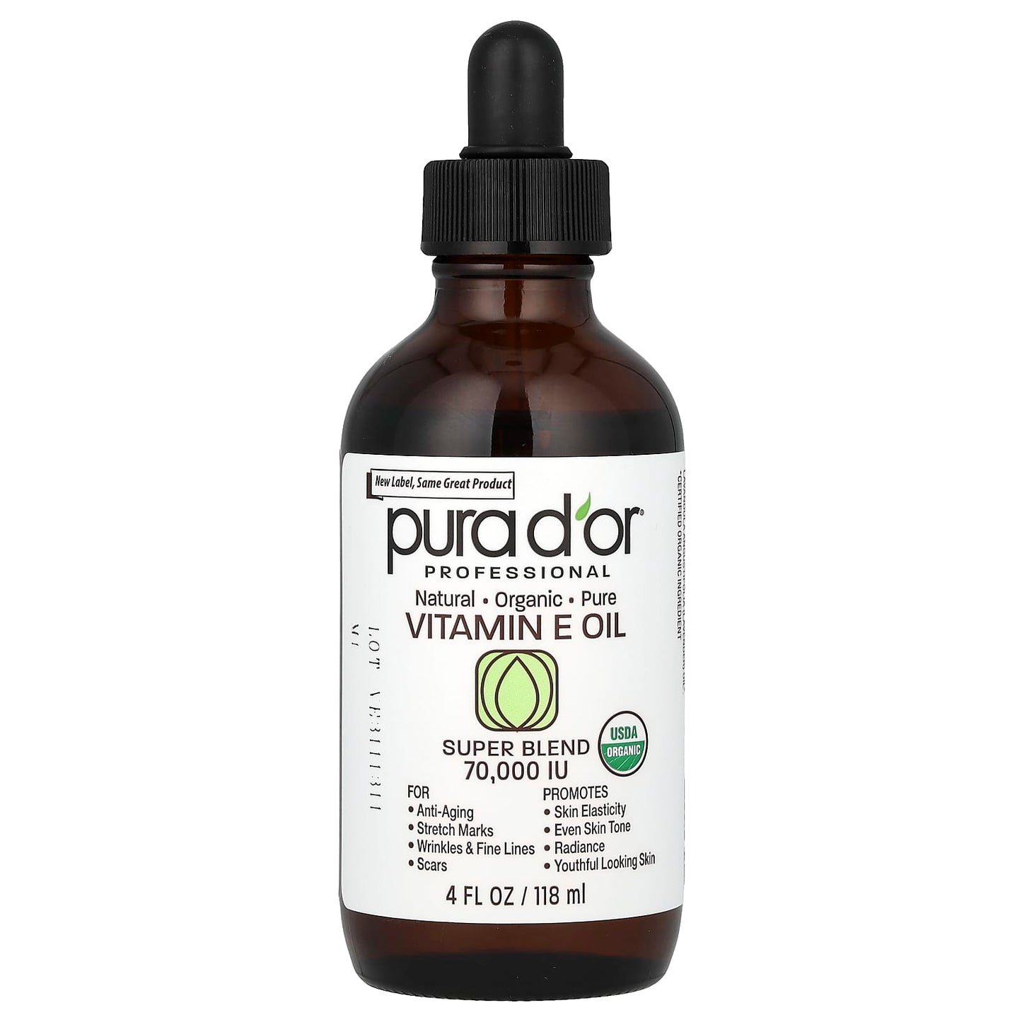 Pura D'or-Professional-Vitamin E Oil-70,000 IU-4 fl oz (118 ml)