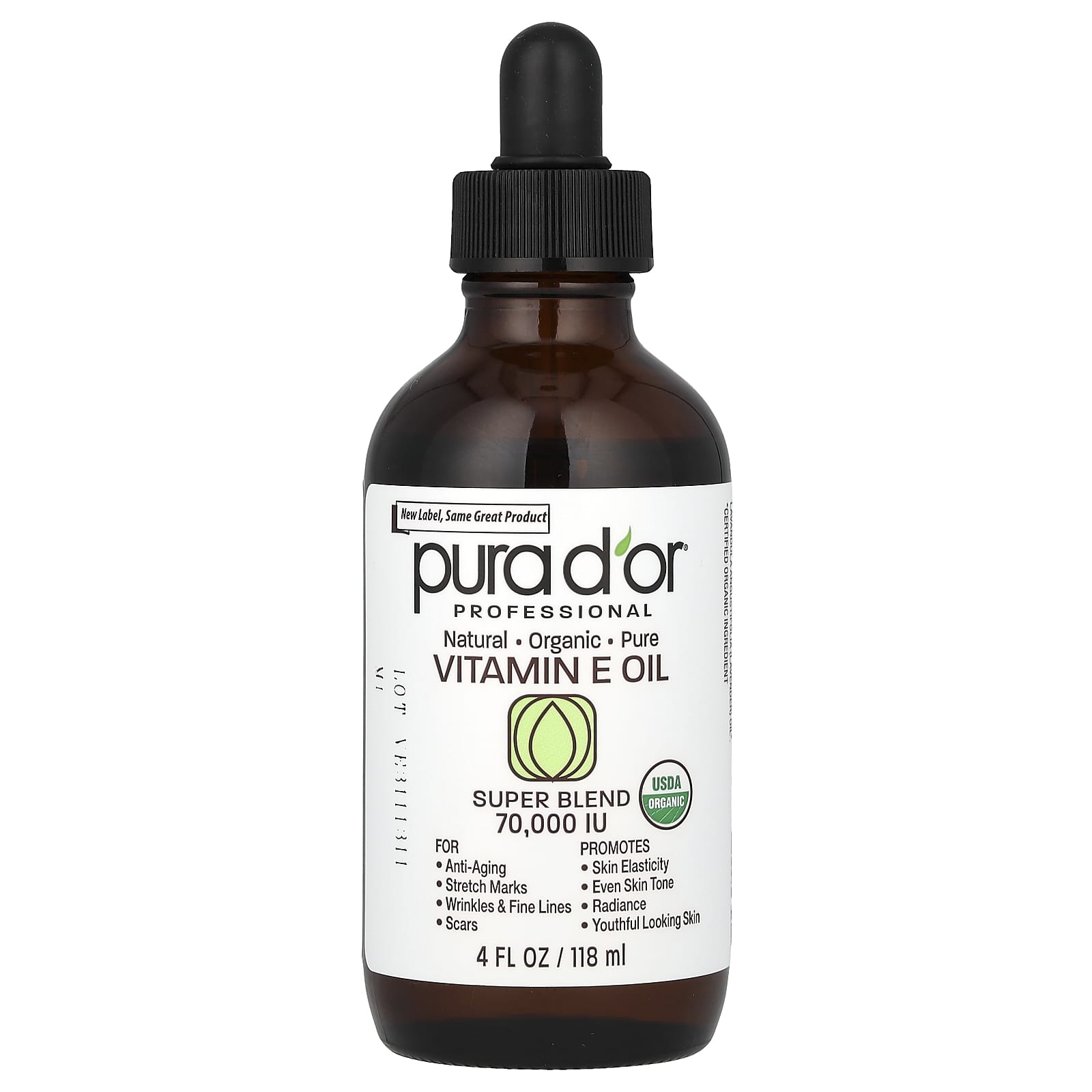 Pura D'or-Professional-Vitamin E Oil-70,000 IU-4 fl oz (118 ml)