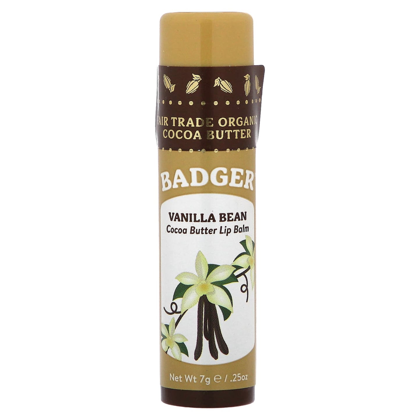 Badger Company-Cocoa Butter Lip Balm-Vanilla Bean-0.25 oz (7 g)