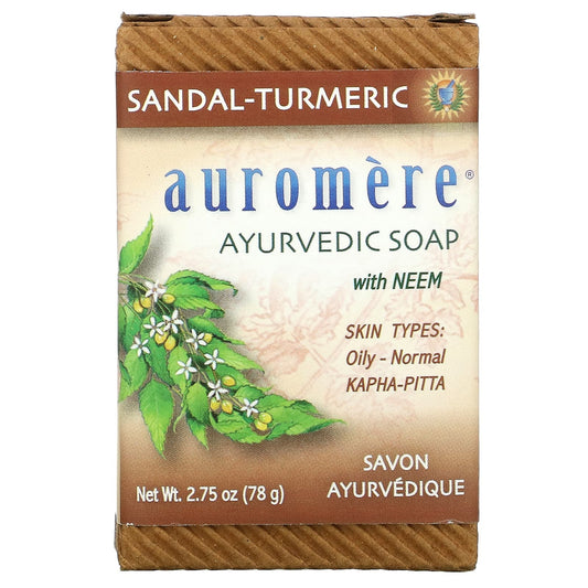 Auromere-Ayurvedic Bar Soap with Neem-Sandal-Turmeric-2.75 oz (78 g)