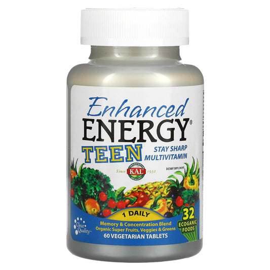 KAL-Enhanced Energy-Teen-Memory & Concentration Blend-60 Vegetarian Tablets