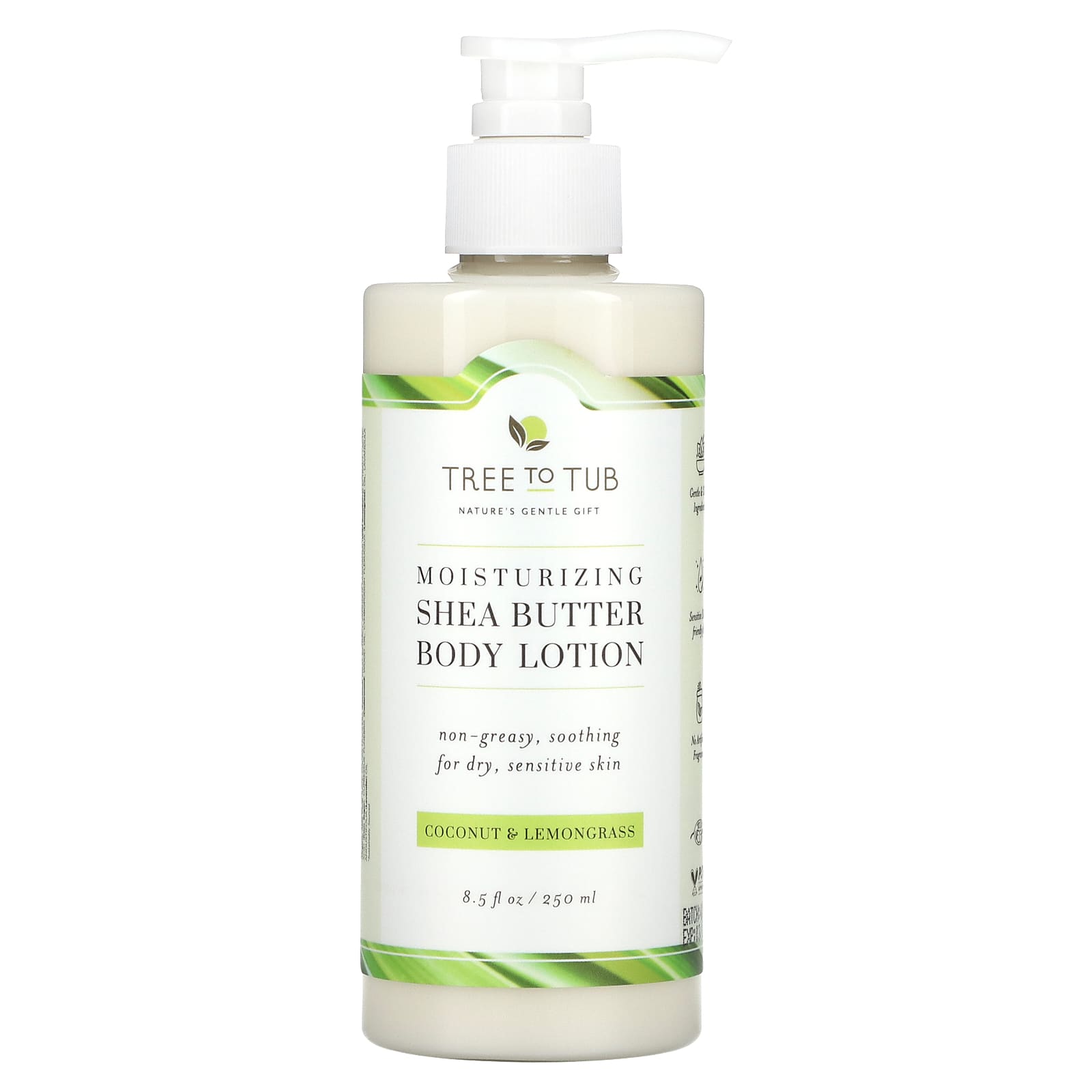 Tree To Tub-Moisturizing Shea Butter Body Lotion-Coconut & Lemongrass-8.5 fl oz (250 ml)