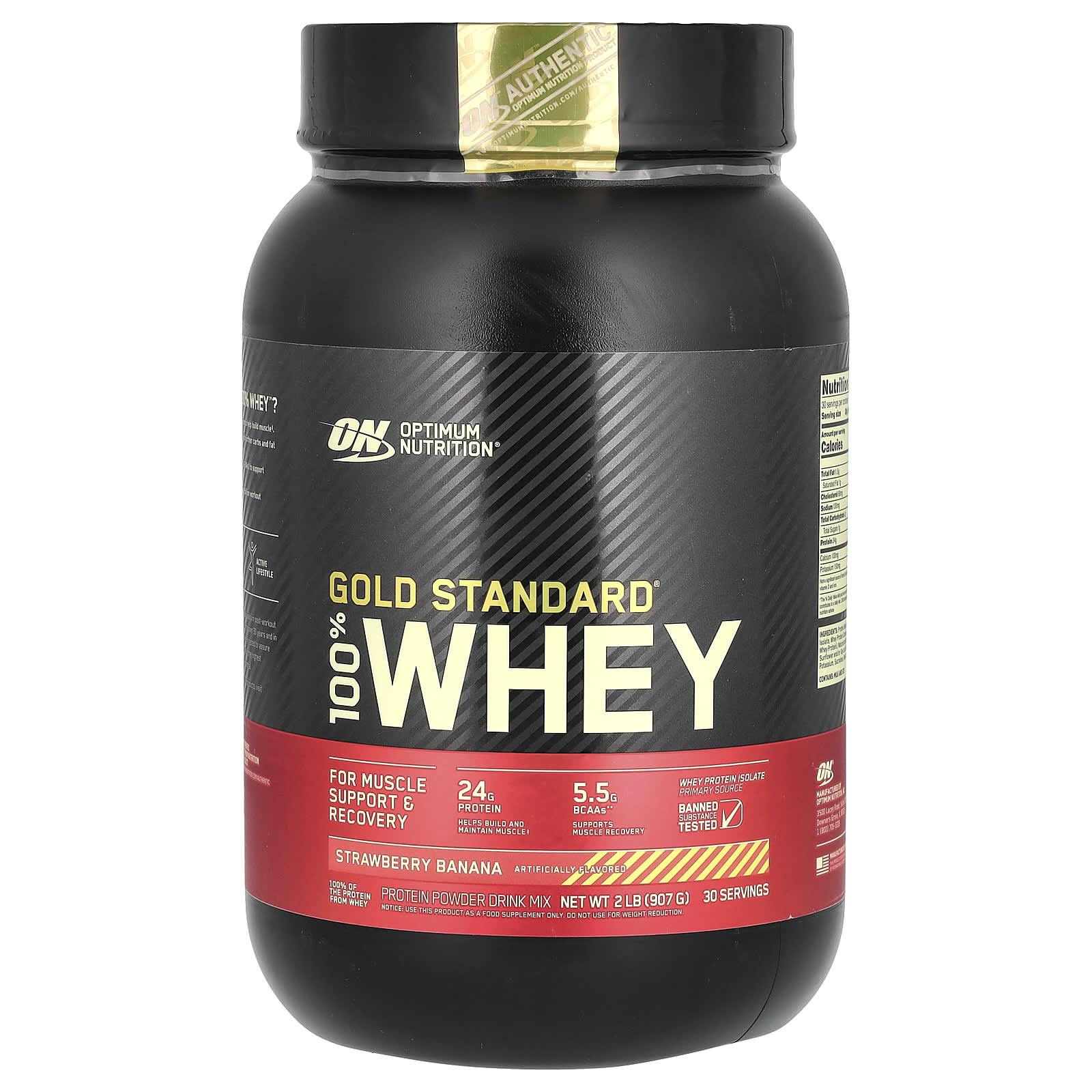 Optimum Nutrition-Gold Standard 100% Whey-Strawberry Banana-2 lb (907 g)