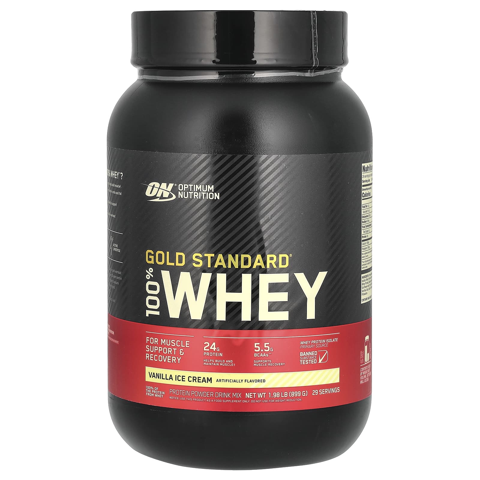 Optimum Nutrition-Gold Standard 100% Whey-Vanilla Ice Cream-1.98 lb (899 g)