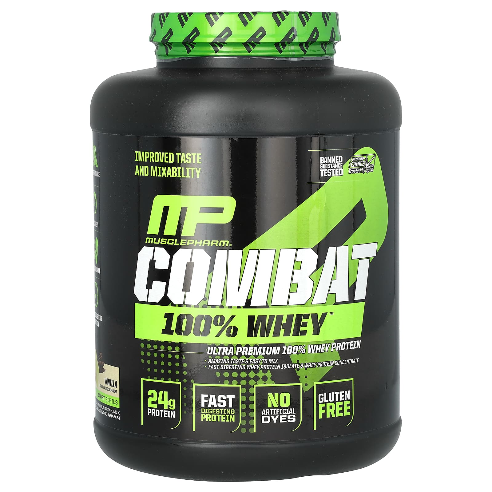 MusclePharm-Combat 100% Whey Protein-Vanilla-5 lbs (2,240 g)