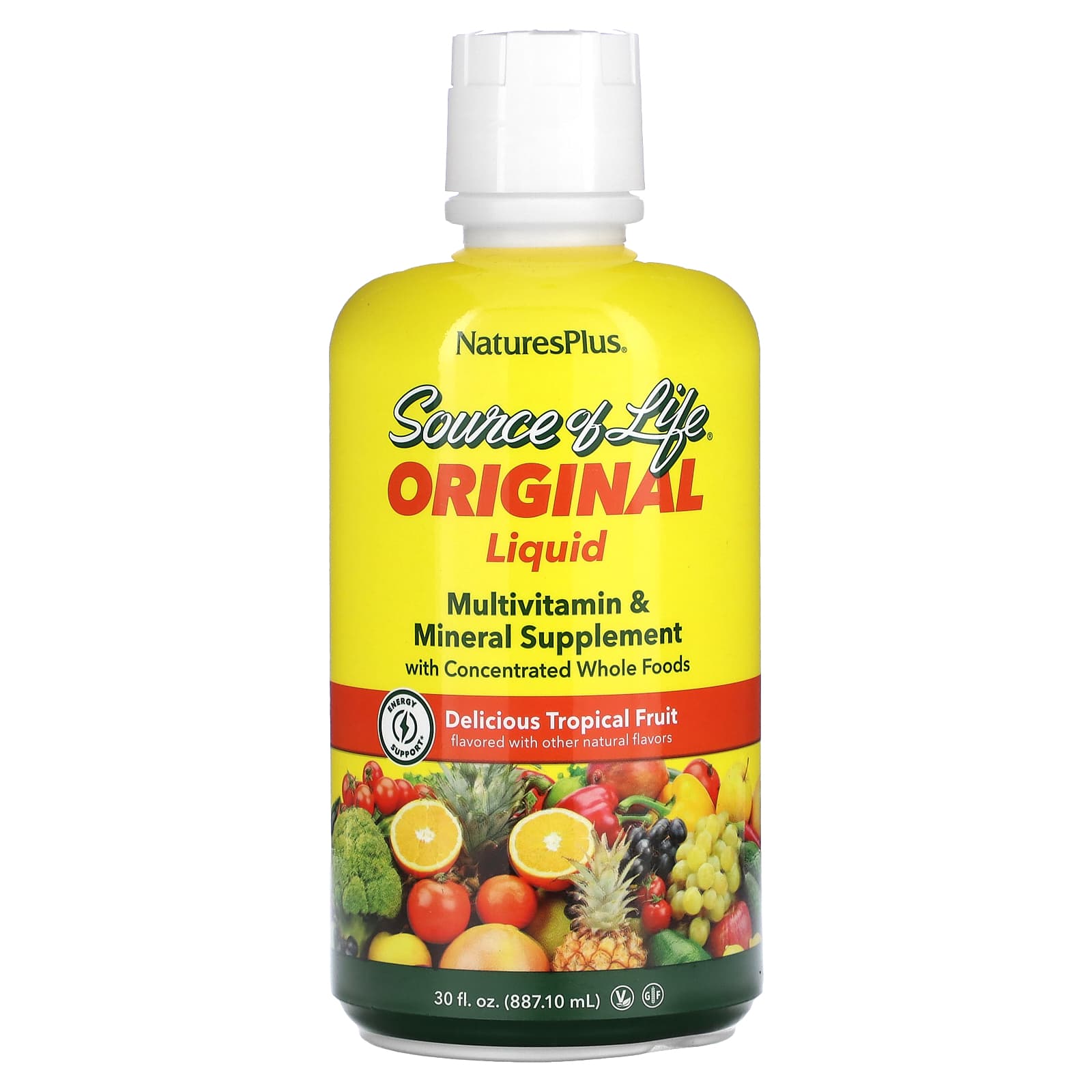 NaturesPlus-Source of Life-Liquid Multi-Vitamin & Mineral Supplement with Concentrated Whole Foods-Tropical Fruit-30 fl oz (887.10 ml)