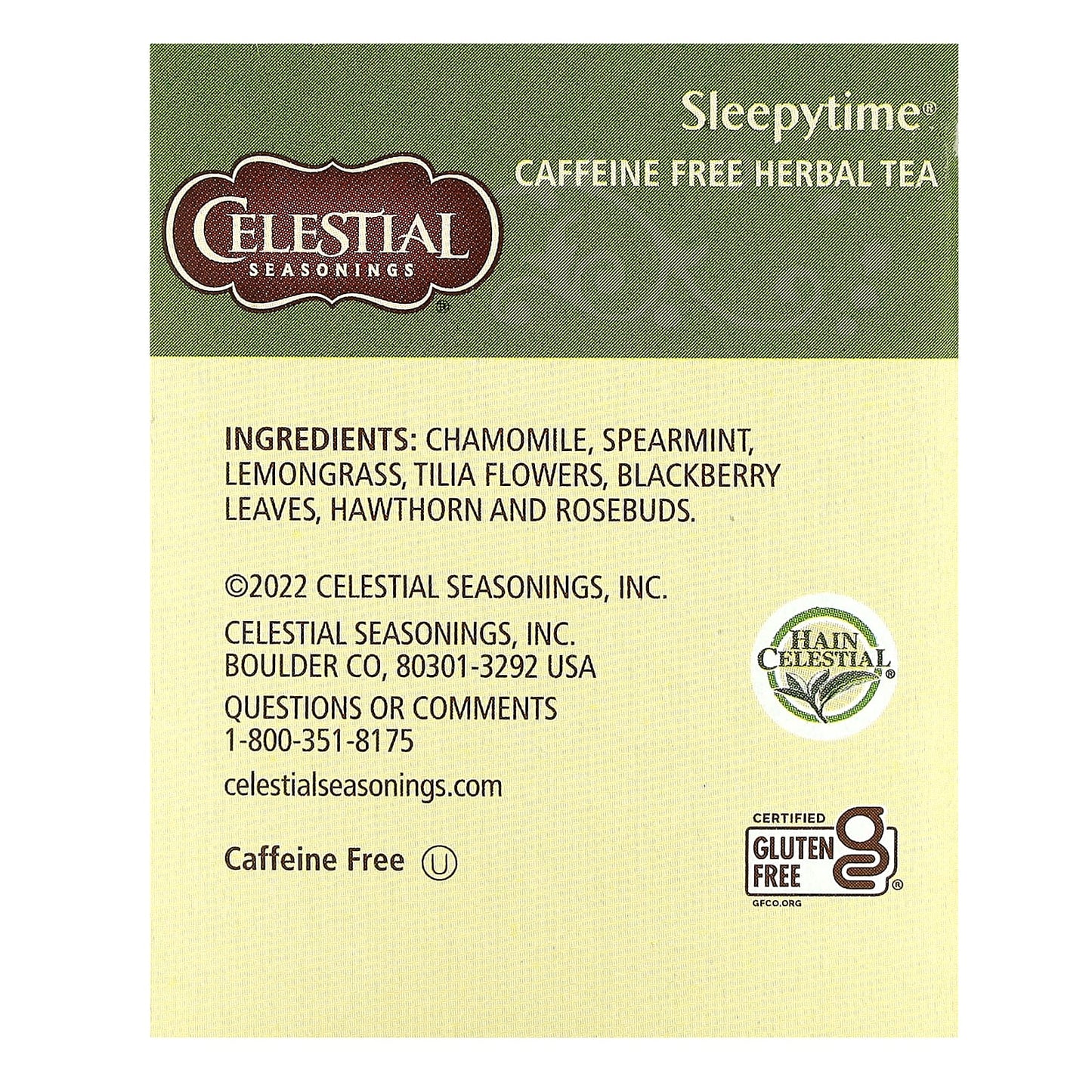 Celestial Seasonings, Herbal Tea, Sleepytime, Caffeine Free, 20 Tea Bags, 1.0 oz (29 g)