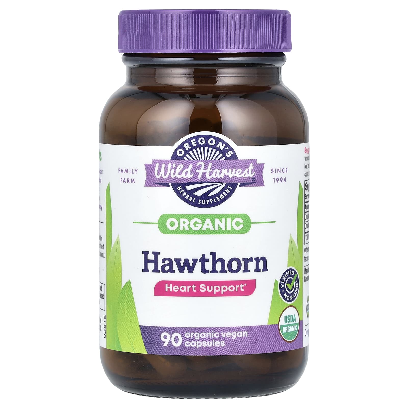 Oregon's Wild Harvest-Organic Hawthorn-90 Vegan Capsules