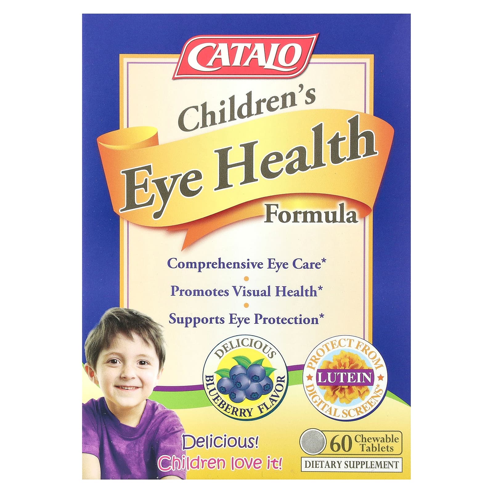 Catalo Naturals-Children's Eye Health Formula-Blueberry-60 Chewable Tablets