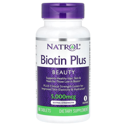 Natrol-Biotin Plus-Extra Strength-5,000 mcg-60 Tablets