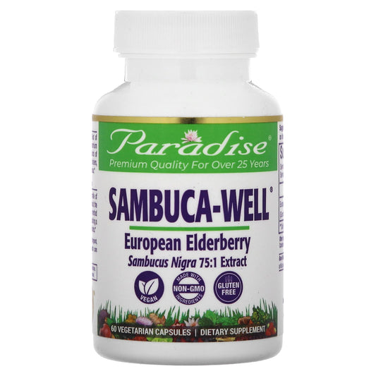 Paradise Herbs-Sambuca-Well-European Elderberry-60 Vegetarian Capsules