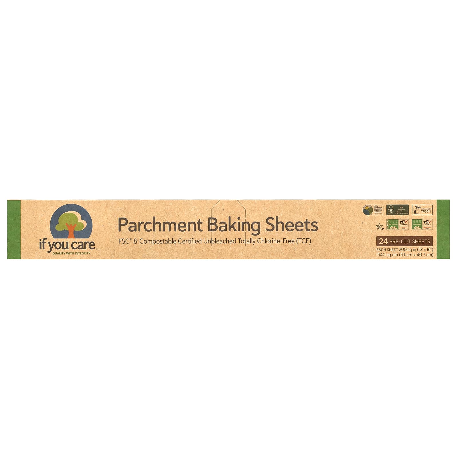 If You Care-Parchment Baking Sheets-24 Pre-Cut Sheets-200 sq in (13 in x 16 in) Each