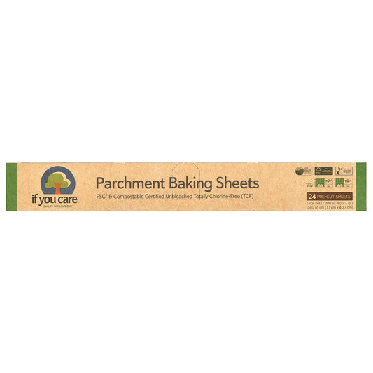 If You Care-Parchment Baking Sheets-24 Pre-Cut Sheets-200 sq in (13 in x 16 in) Each
