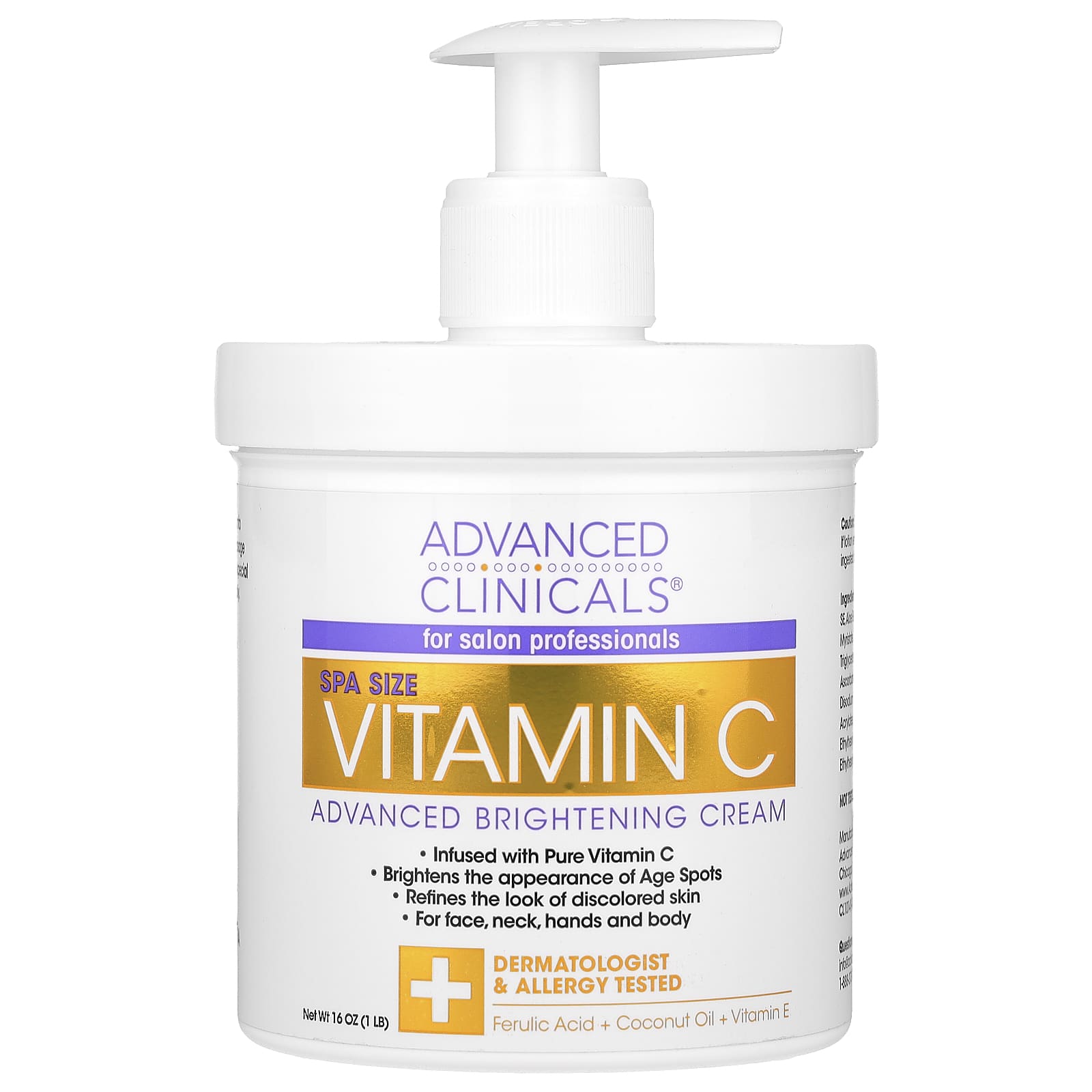 Advanced Clinicals-Vitamin C-Advanced Brightening Cream-1 lb (16 oz)