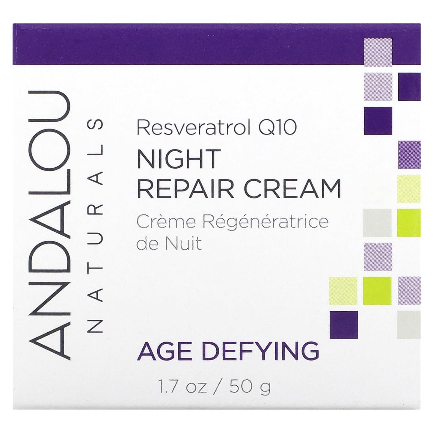 Andalou Naturals, Night Repair Cream, Resveratrol Q10, 1.7 oz (50 g)