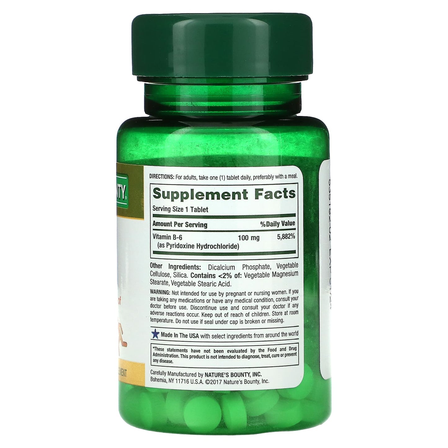 Nature's Bounty, Vitamin B-6, 100 mg, 100 Tablets