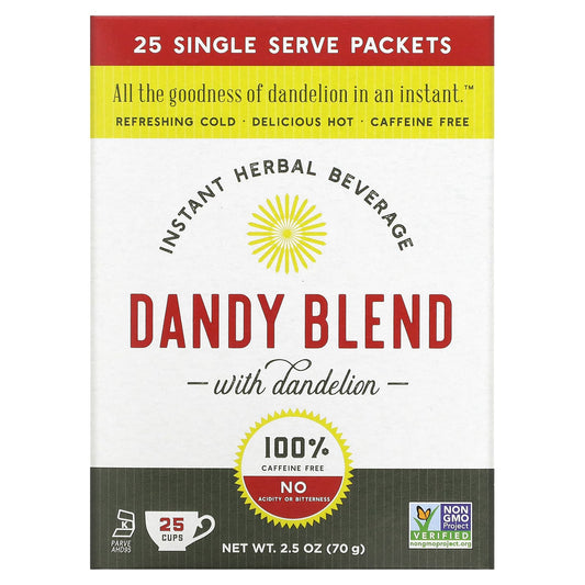 Dandy Blend-Instant Herbal Beverage with Dandelion-Caffeine Free-25 Single Serve Packets-2.8 g Each