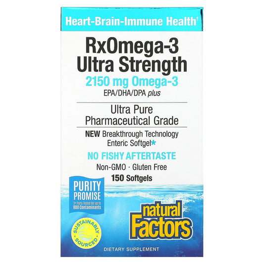 Natural Factors-RxOmega-3 Ultra Strength-2,150 mg-150 Softgels (1,075 mg per Softgel)