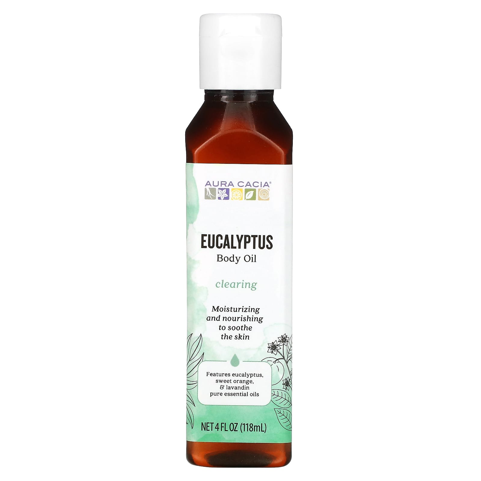 Aura Cacia-Body Oil- Clearing Eucalyptus-4 fl oz (118 ml)