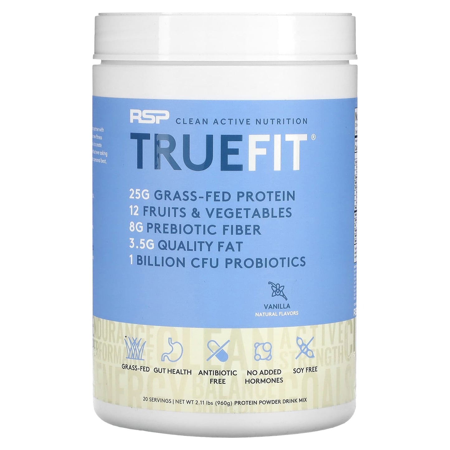 RSP Nutrition-TrueFit-Grass-Fed Whey Protein Shake-Vanilla-2.11 lbs (960 g)