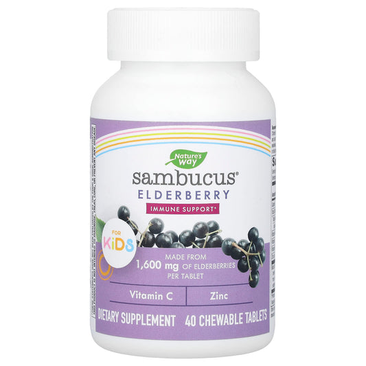 Nature's Way-Sambucus for Kids-Elderberry-1,600 mg-40 Chewable Tablets