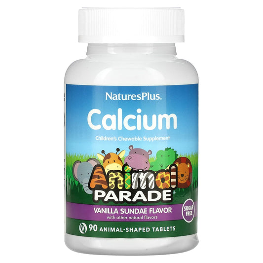 NaturesPlus-Animal Parade-Calcium Children’s Chewable Supplement-Vanilla Sundae-Sugar Free-90 Animal-Shaped Tablets