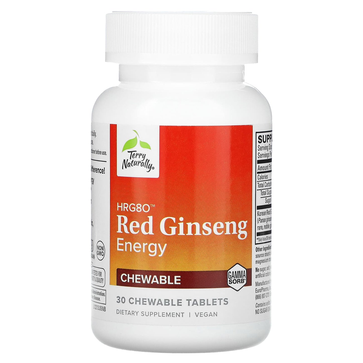 Terry Naturally, HRG80 Red Ginseng Energy,  30 Chewable Tablets