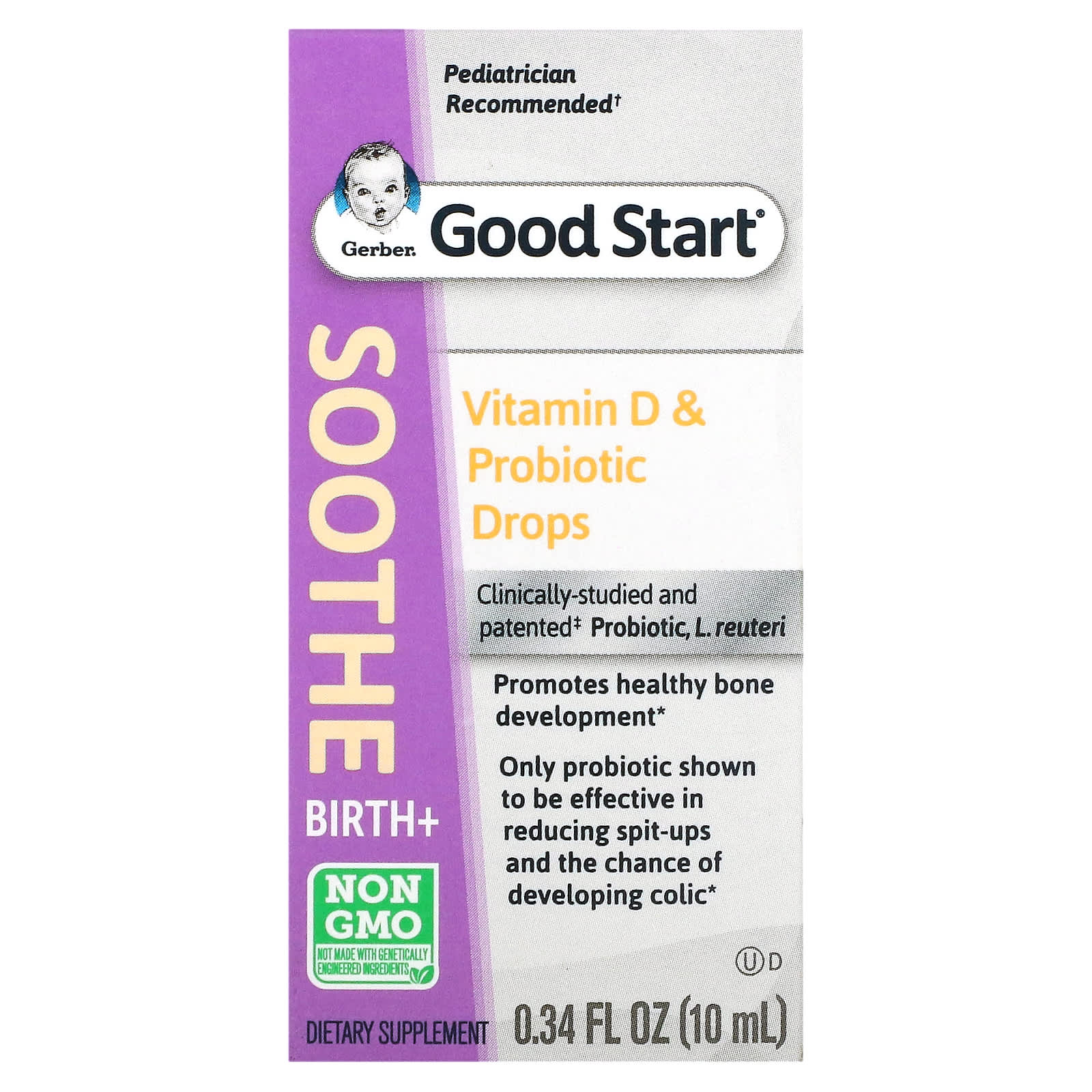 Gerber-Good Start-Soothe Baby-Vitamin D & Probiotic Drops-Birth+-0.34 fl oz (10 ml)