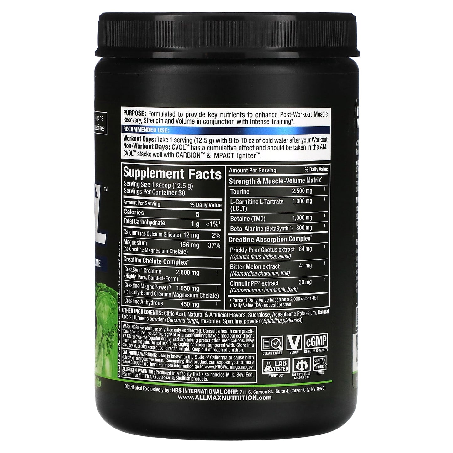 ALLMAX, CVOL, Post, Coconut Lime Mojito, 13.2 oz (375 g)