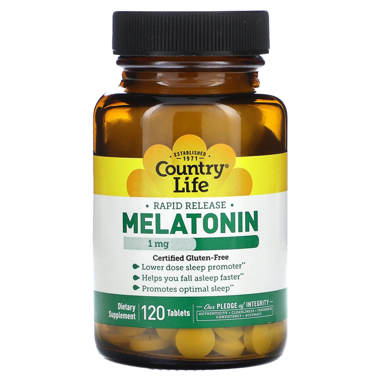 Country Life-Melatonin-Rapid Release-1 mg-120 Tablets