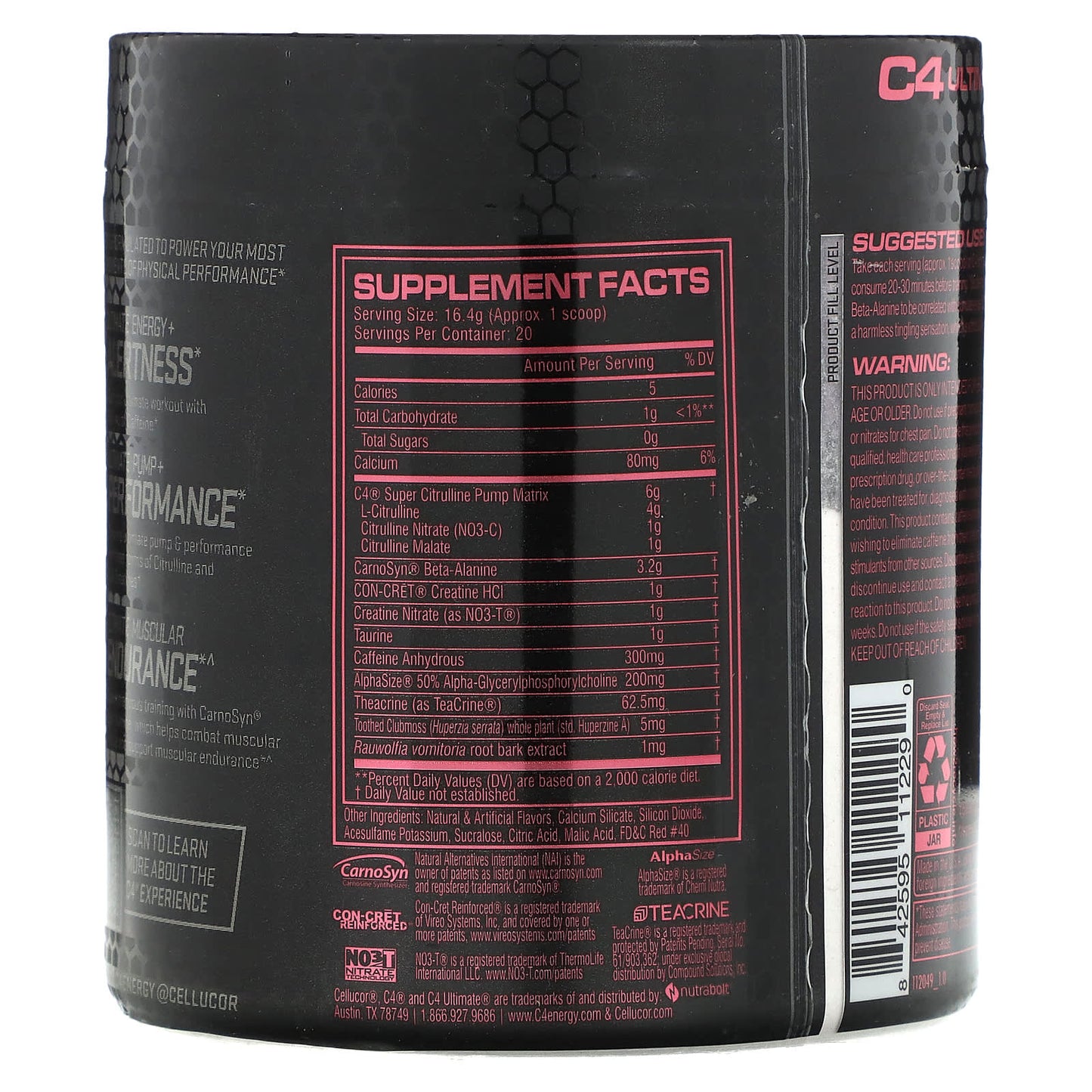 Cellucor, C4 Ultimate Pre-Workout, Strawberry Watermelon, 11.5 oz (328 g)