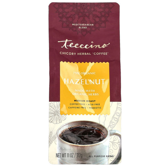 Teeccino-Chicory Herbal Coffee-Hazelnut-Medium Roast-Caffeine Free-11 oz (312 g)