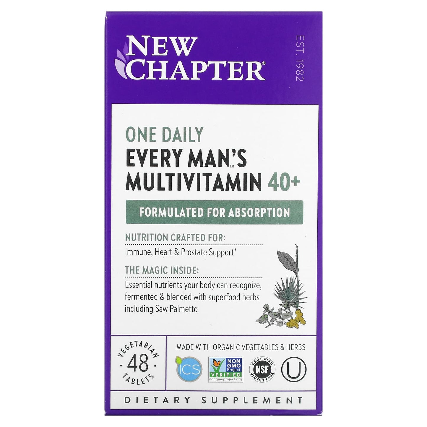 New Chapter-Every Man's One Daily 40+ Multivitamin-48 Vegetarian Tablets