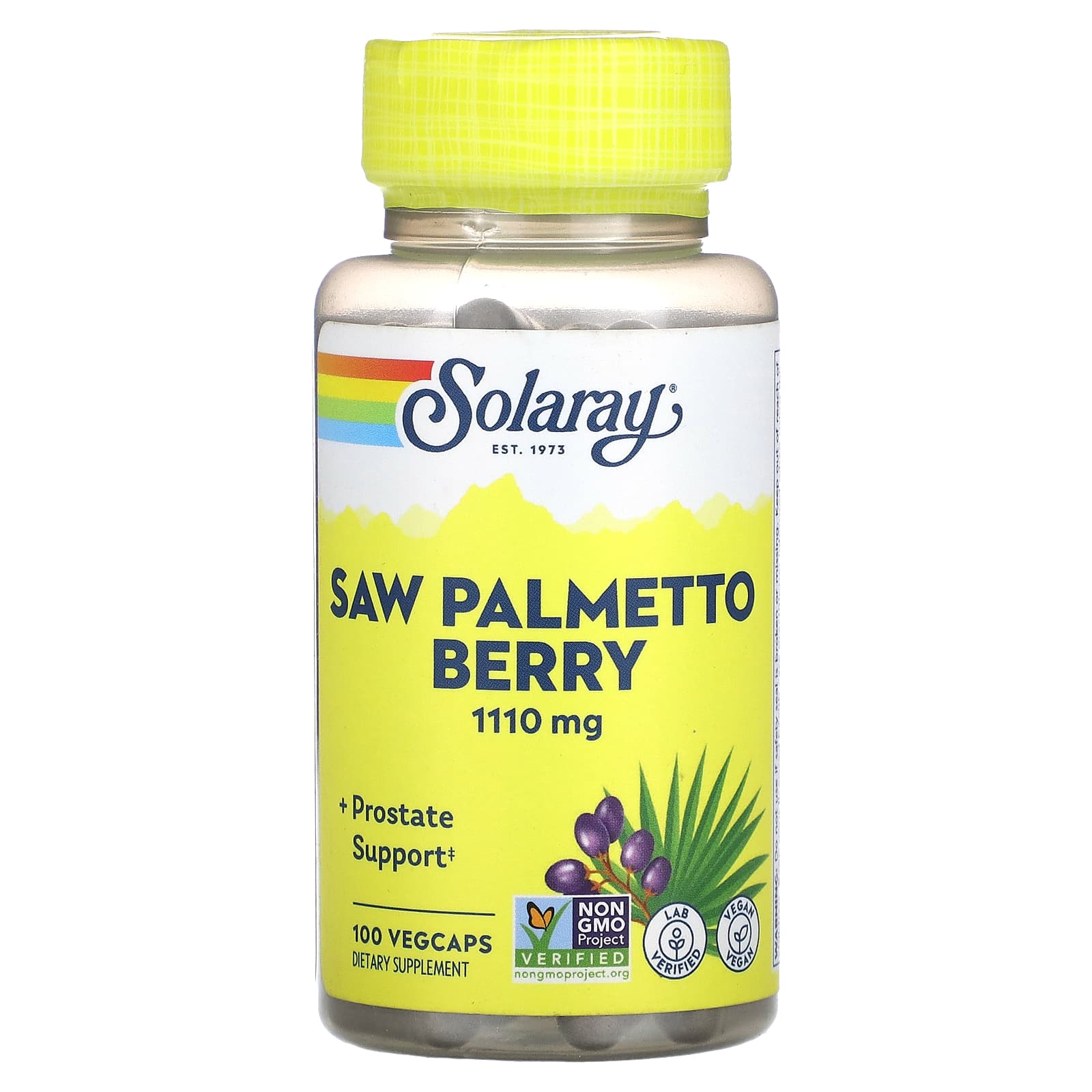 Solaray-Saw Palmetto Berry-1,110 mg-100 VegCaps (555 mg per Capsule)