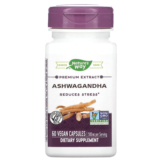 Nature's Way-Ashwagandha-Premium Extract-500 mg-60 Vegan Capsules