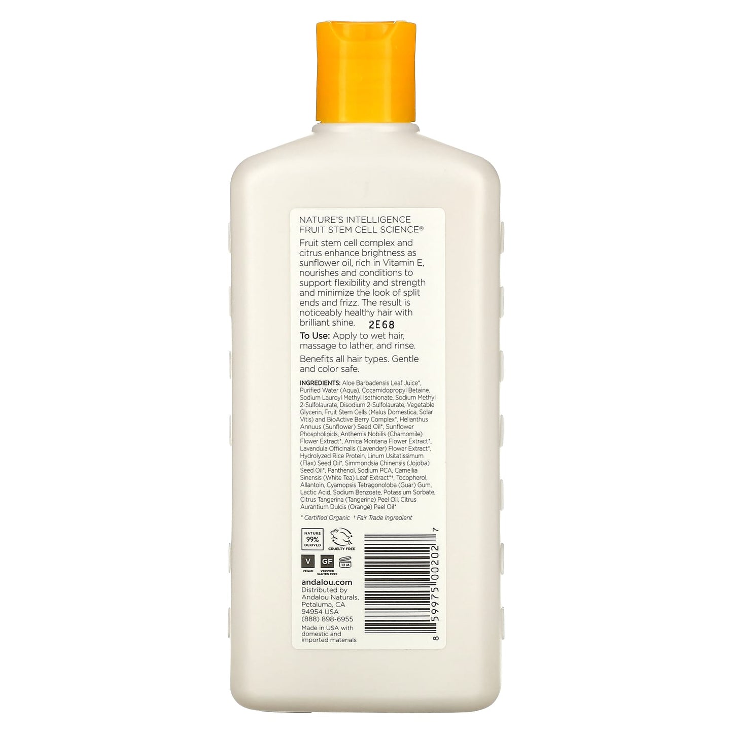 Andalou Naturals, Shampoo, Brilliant Shine, For Strength and Vitality, Sunflower & Citrus, 11.5 fl oz (340 ml)