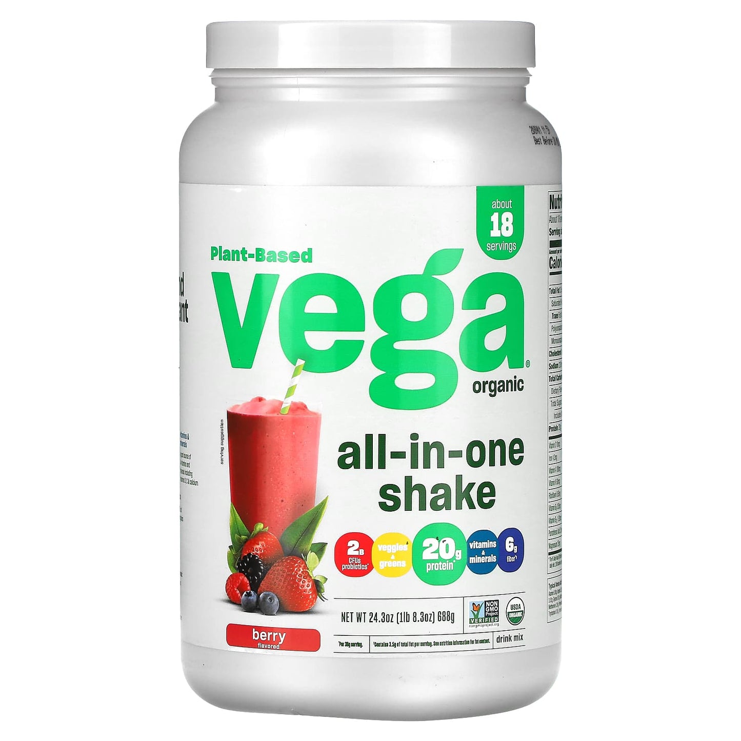 Vega-Organic-All-In-One Shake-Berry-24.3 oz (688 g)