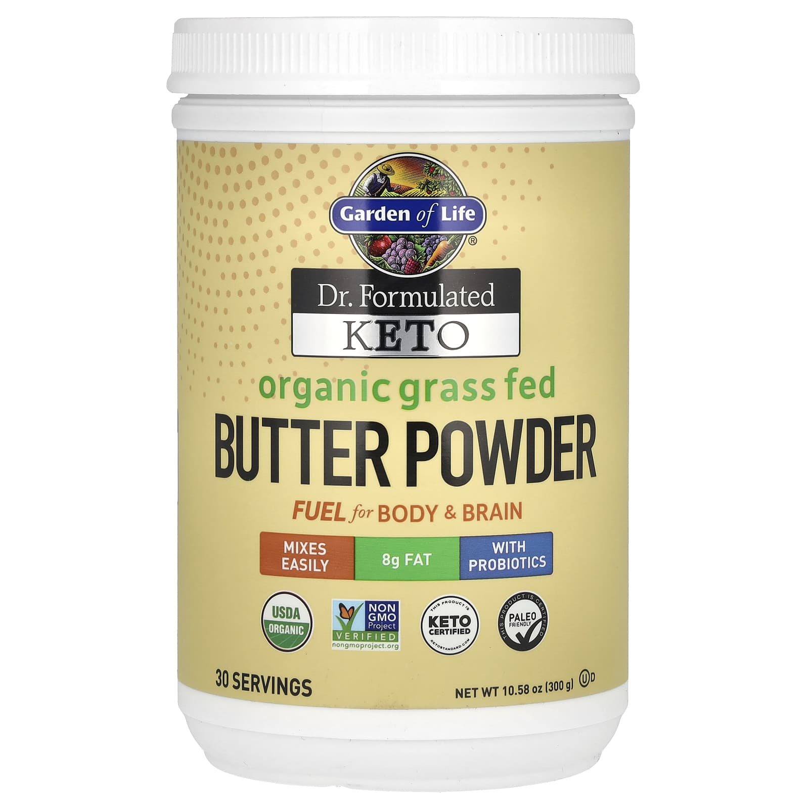 Garden of Life-Dr. Formulated Keto-Organic Grass Fed Butter Powder-10.58 oz (300 g)