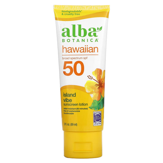 Alba Botanica-Hawaiian Sunscreen Lotion-SPF 50-Island Vibe-3 fl oz (89 ml)