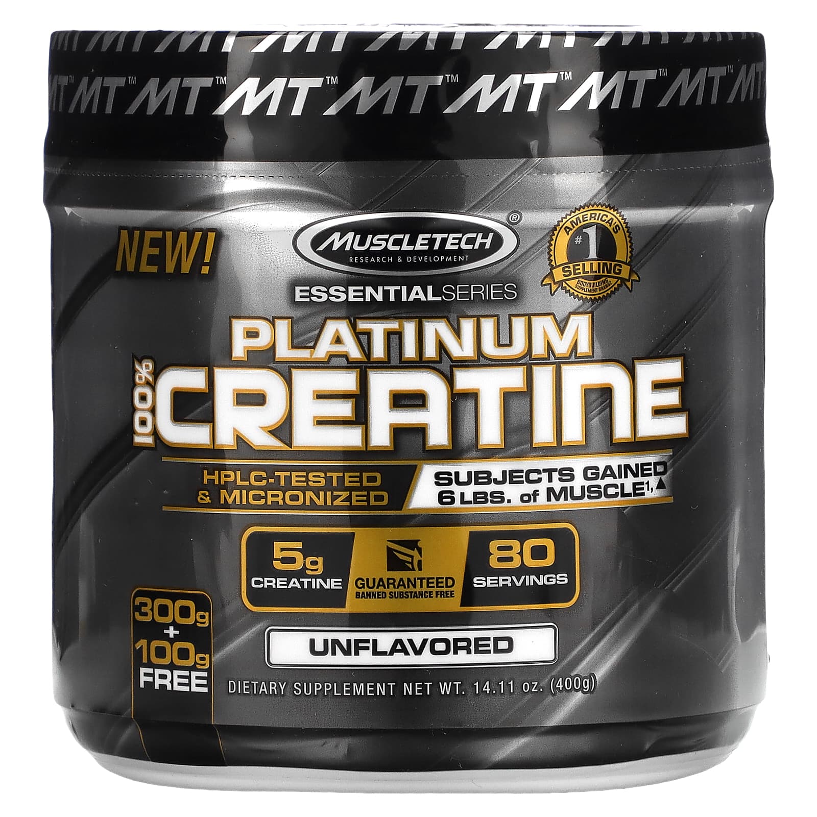 MuscleTech-Essential Series-Platinum 100% Creatine-Unflavored-14.11 oz (400 g)