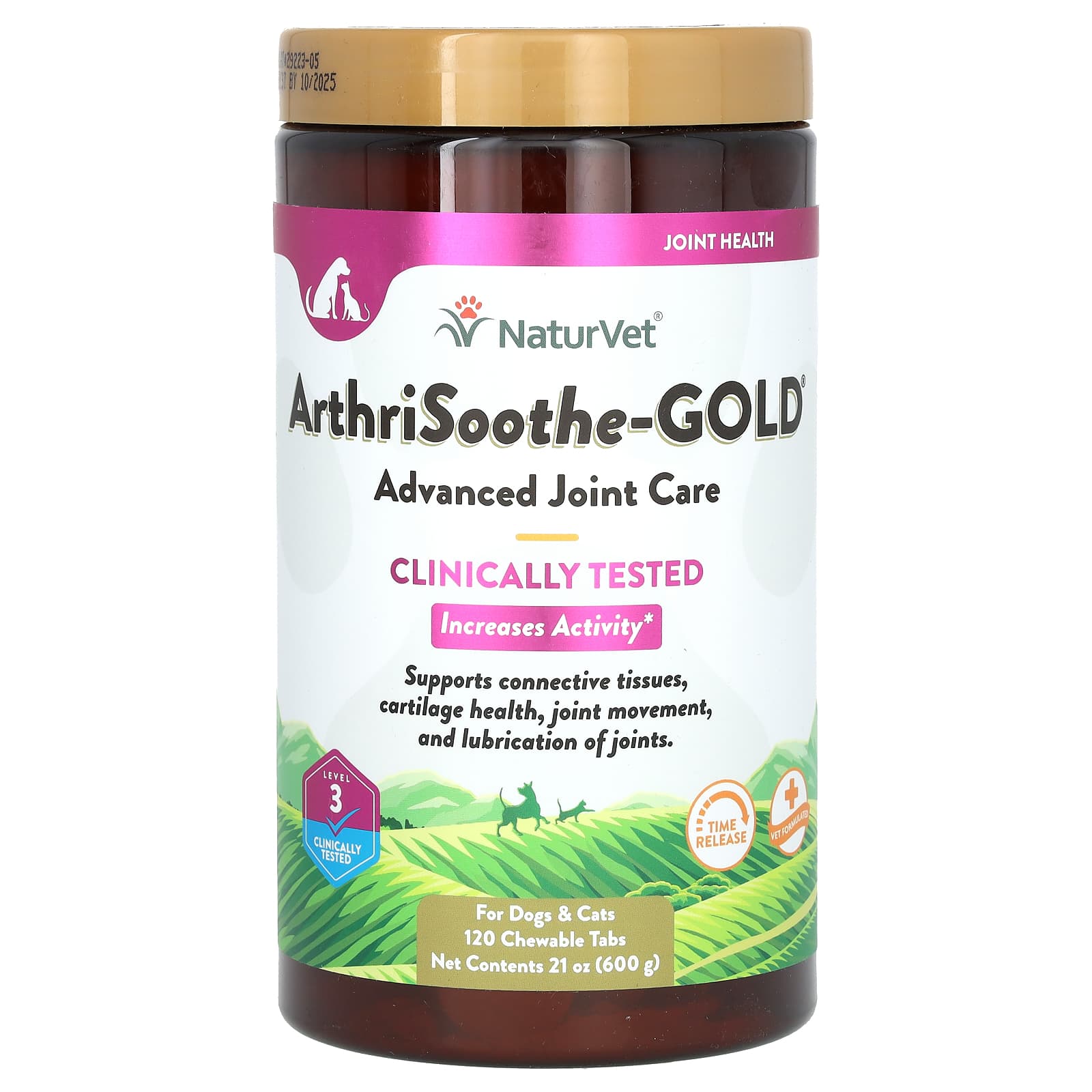 NaturVet-ArthriSoothe-GOLD-Advanced Joint Care-For Dogs & Cats-Level 3-120 Chewable Tabs-21 oz (600 g)