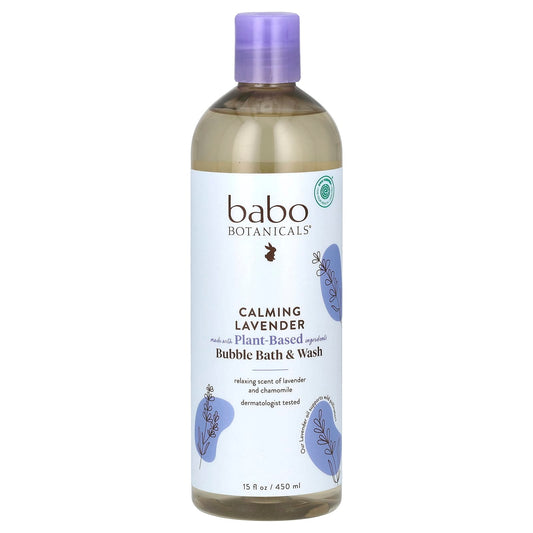 Babo Botanicals-Calming Bubble Bath & Wash-Lavender-15 fl oz (450 ml)