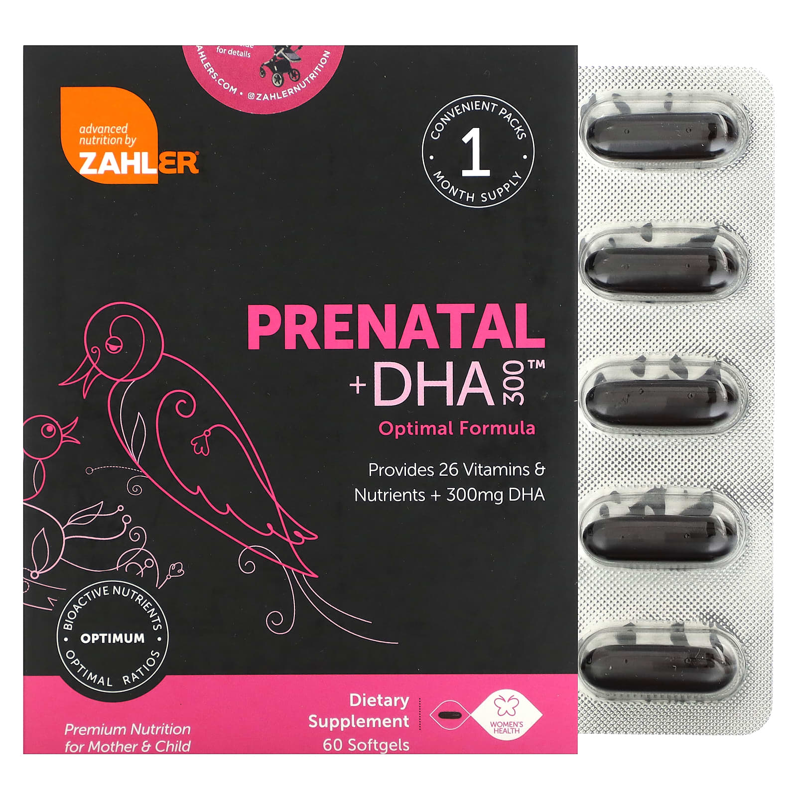 Zahler-Prenatal + DHA 300 Optimal Formula-60 Softgels