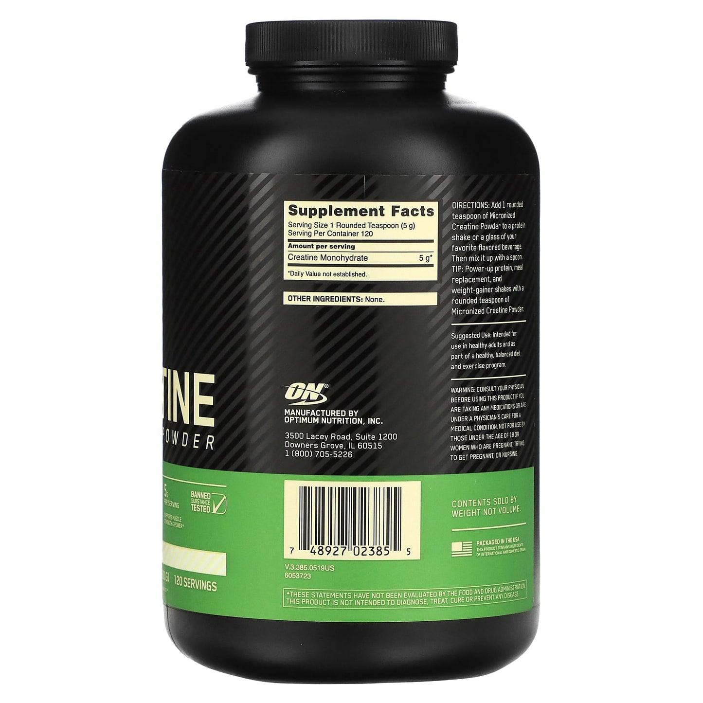 Optimum Nutrition, Micronized Creatine Powder, Unflavored, 1.32 lb (600 g)