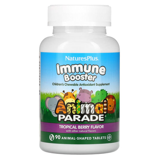 NaturesPlus-Animal Parade-Kids Immune Booster- Tropical Berry-90 Animal-Shaped Tablets