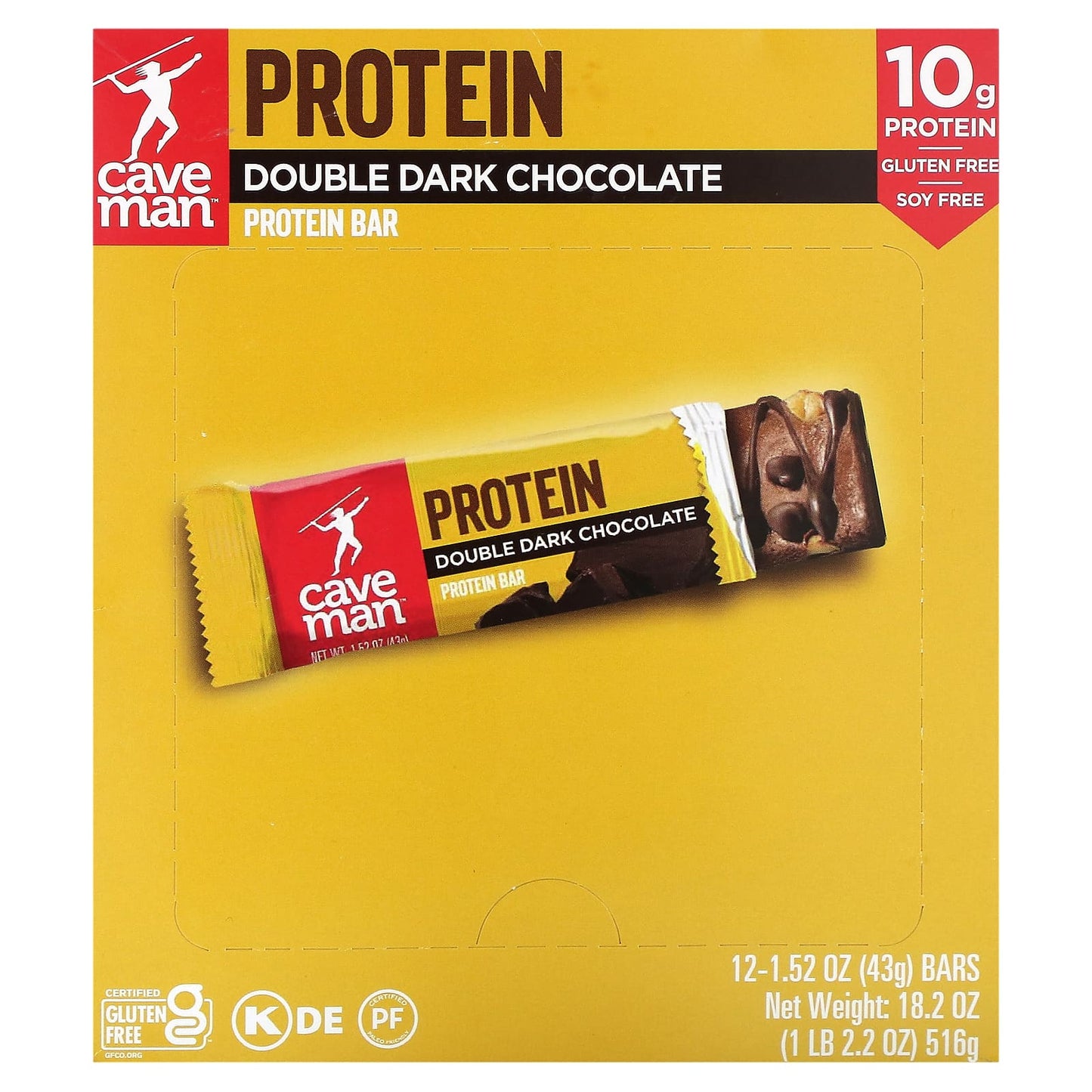 Caveman Foods-Protein Bar-Double Dark Chocolate-12 Bars-1.52 oz (43 g) Each