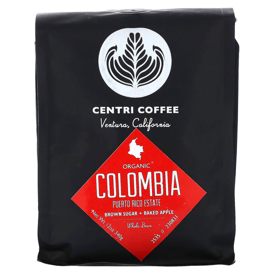 Cafe Altura-Centri Coffee-Organic Colombia-Brown Sugar + Baked Apple -Whole Bean-12 oz (340 g)